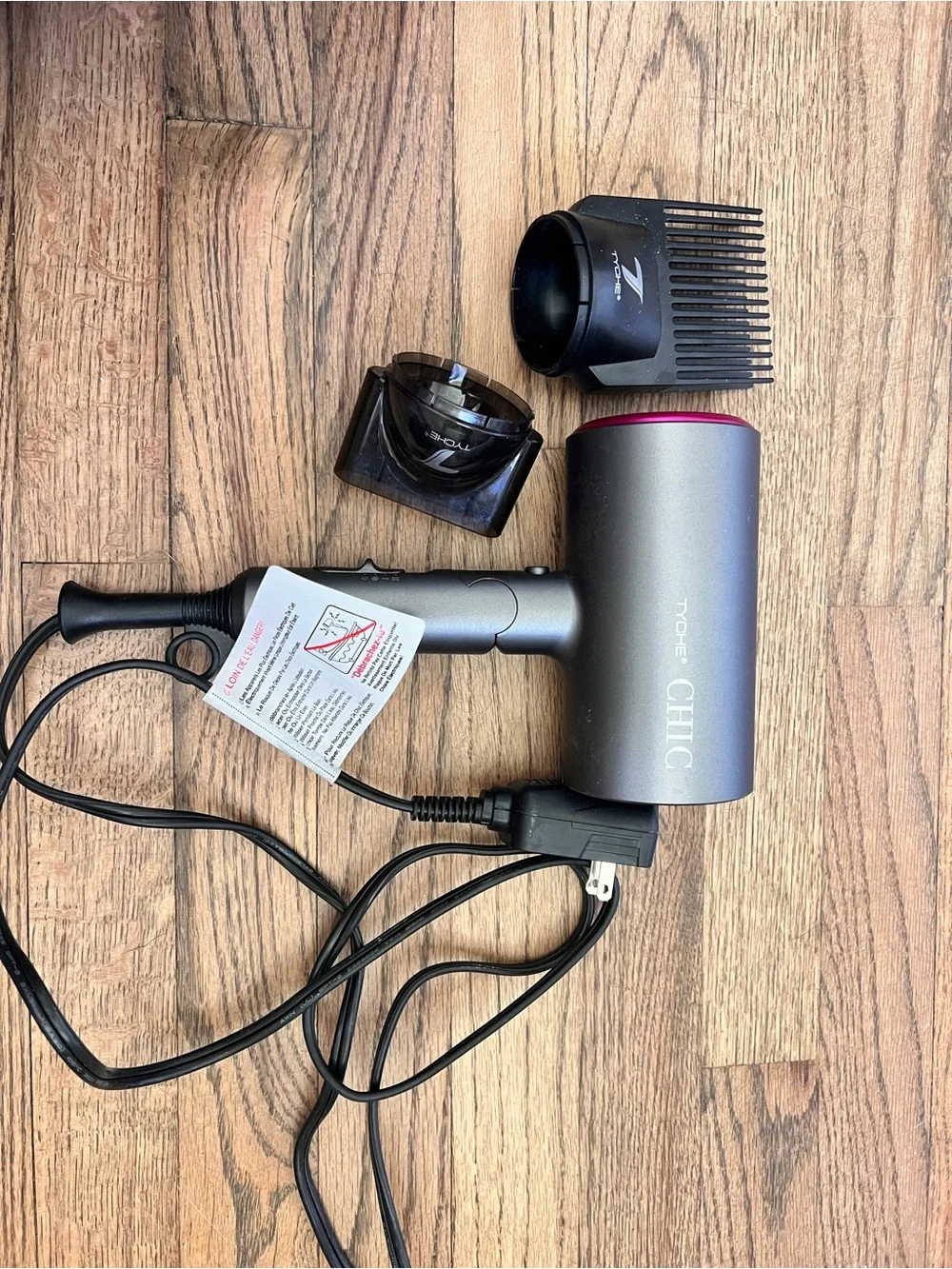TYCLE CHIC Compact Hair Dryer in Metallic Gray with Pink Accent - Picture 2 of 4